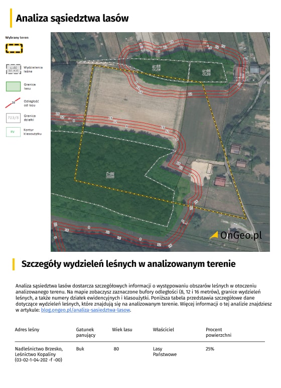 Analiza sąsiedztwa lasów